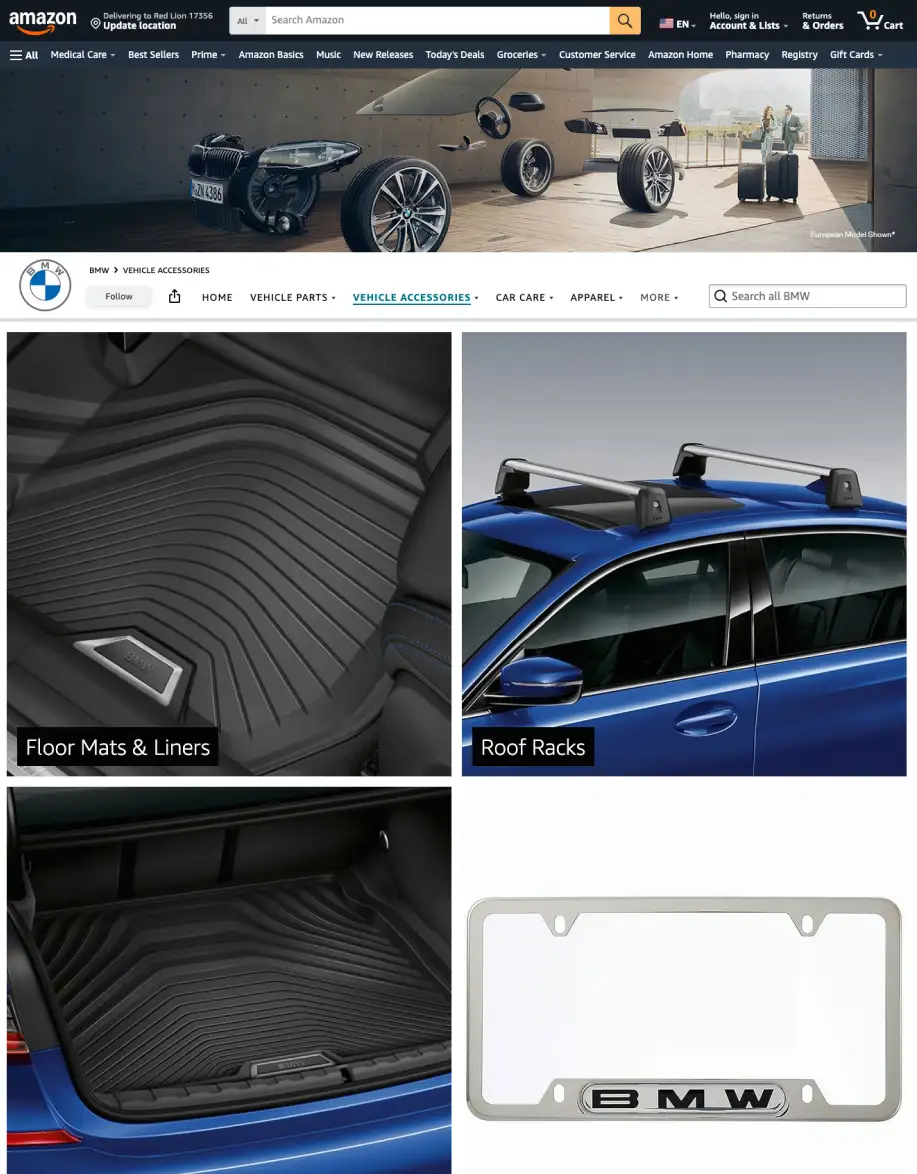 BMW Amazon shop center featured products