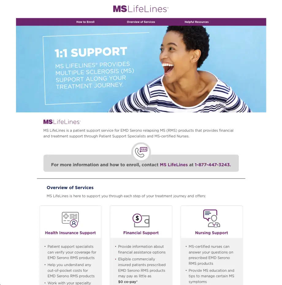 MS LifeLines site homepage
